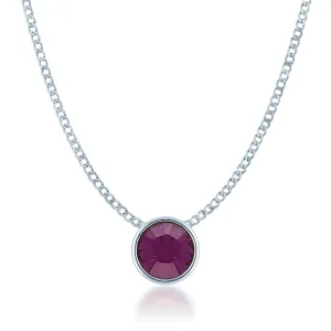 Harley Small Pendant Necklace with Purple Amethyst Round Crystals from Swarovski Silver Toned Rhodium Plated