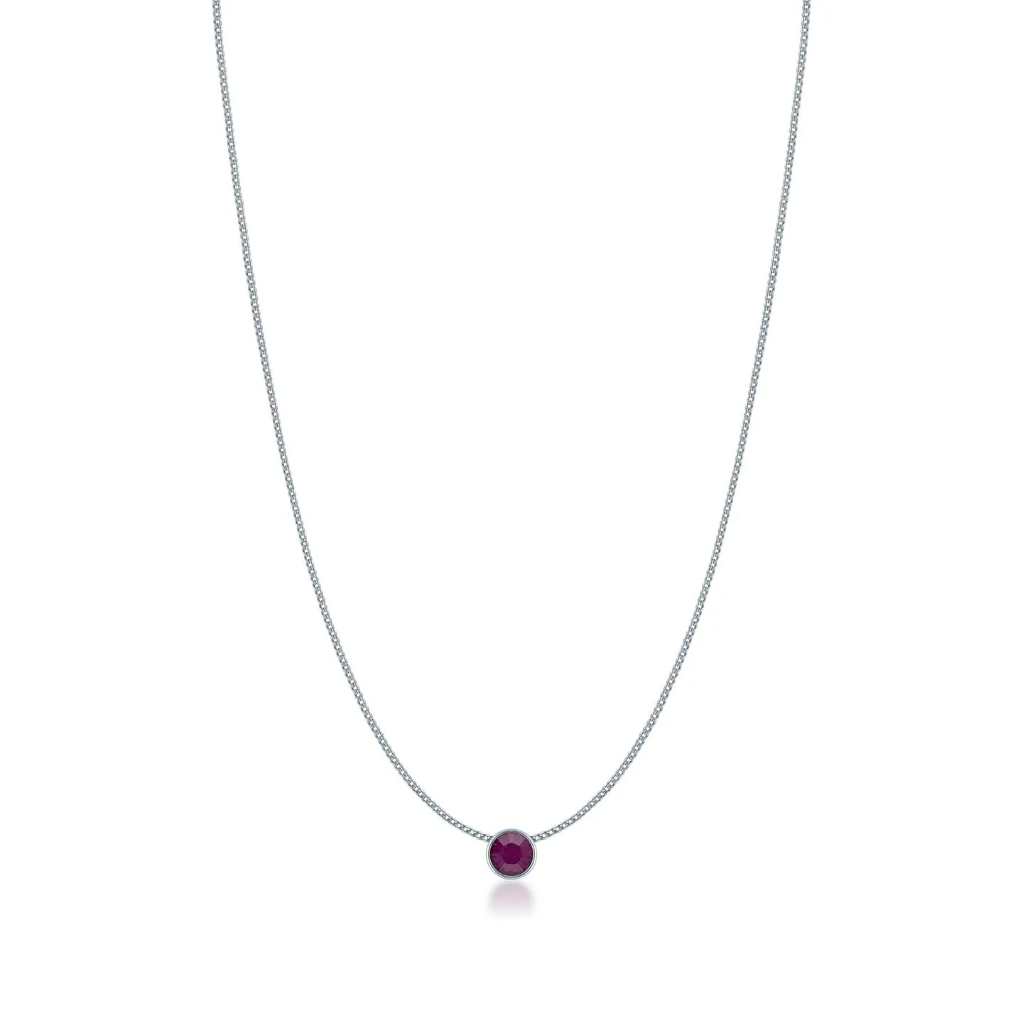 Harley Small Pendant Necklace with Purple Amethyst Round Crystals from Swarovski Silver Toned Rhodium Plated