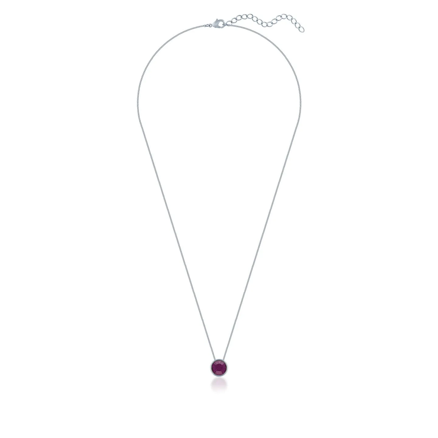 Harley Small Pendant Necklace with Purple Amethyst Round Crystals from Swarovski Silver Toned Rhodium Plated