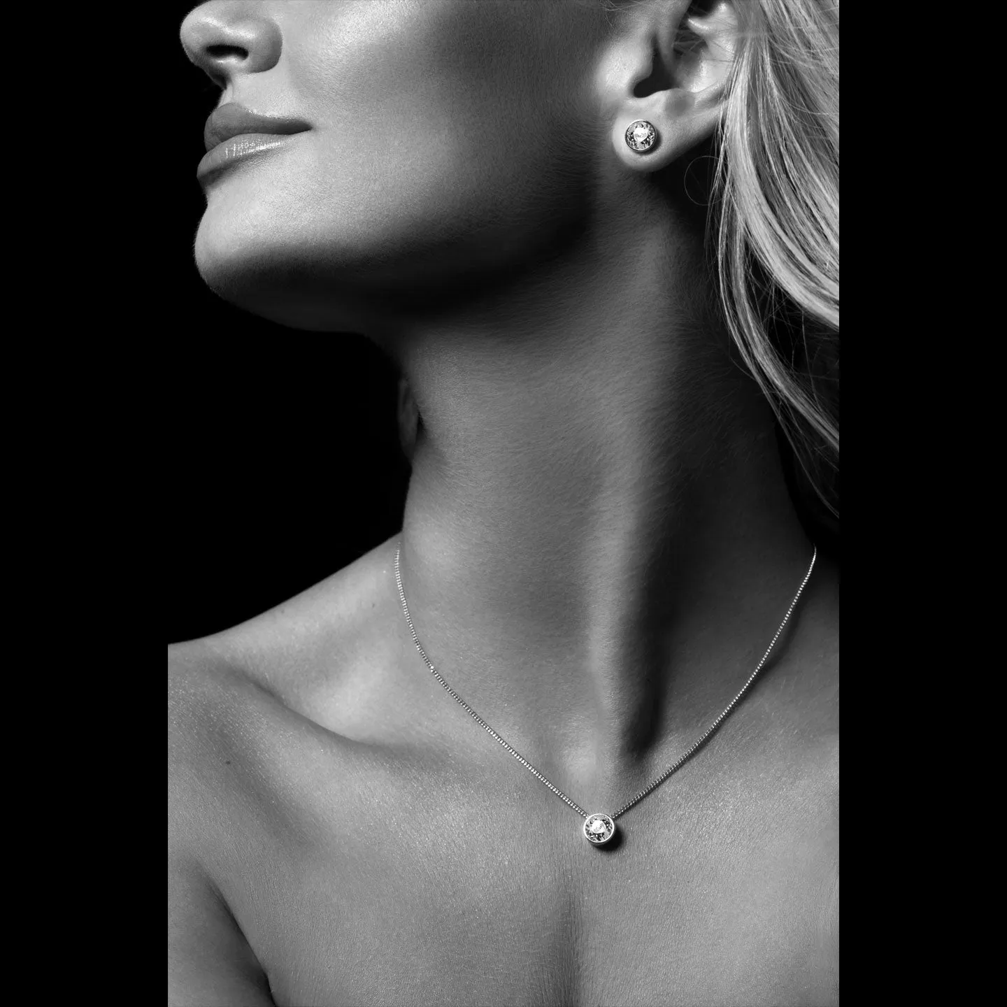 Harley Small Pendant Necklace with Yellow Brown Light Topaz Round Crystals from Swarovski Silver Toned Rhodium Plated