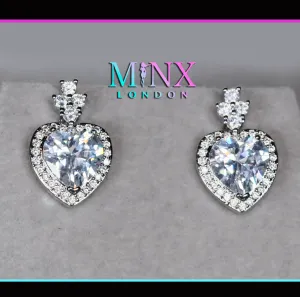 Heart Diamond Ear Studs | Silver Diamond Heart Ear Studs