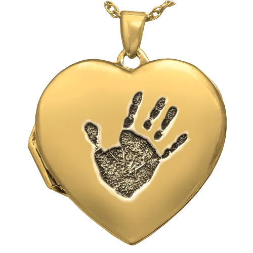 Heart Double Photo Locket Handprint Pendant