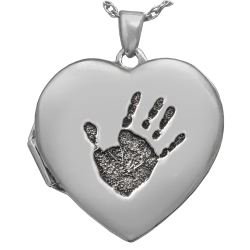 Heart Double Photo Locket Handprint Pendant