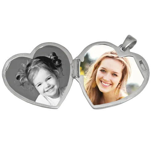 Heart Double Photo Locket Handprint Pendant