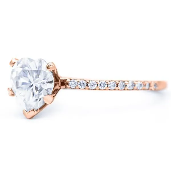 Heart Moissanite 5 Prongs Diamond Accent Ice Cathedral Solitaire Ring