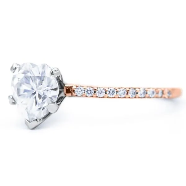 Heart Moissanite 5 Prongs Diamond Accent Ice Cathedral Solitaire Ring