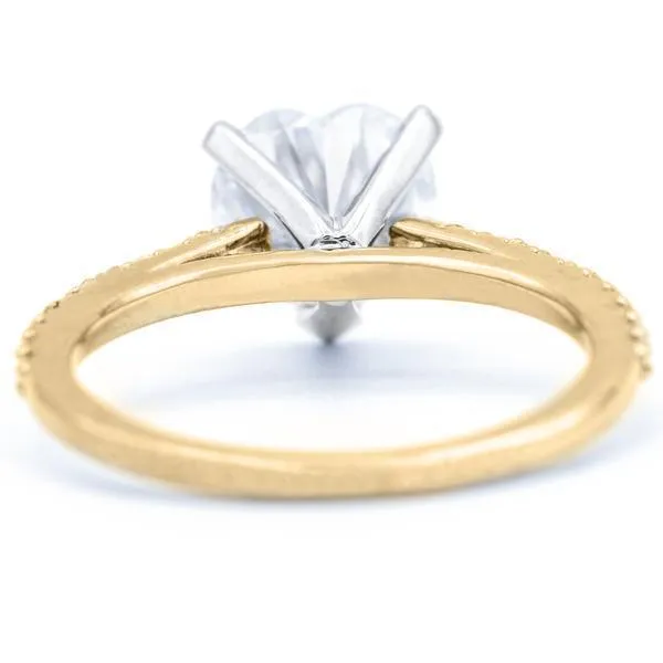 Heart Moissanite 5 Prongs Diamond Accent Ice Cathedral Solitaire Ring