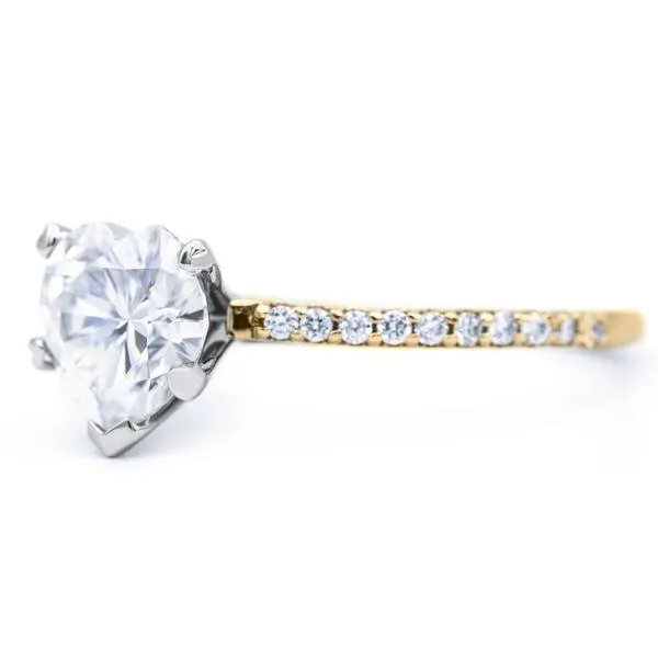 Heart Moissanite 5 Prongs Diamond Accent Ice Cathedral Solitaire Ring