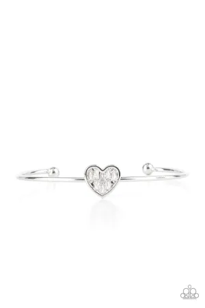Heart of Ice - White Rhinestone (Silver Heart) Bracelet