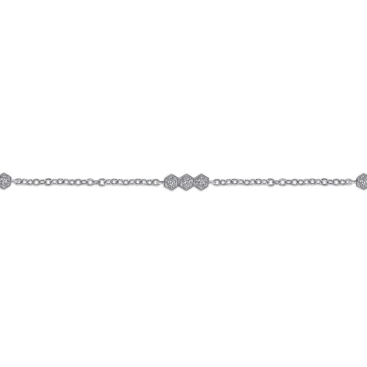 Hexagonal Diamond Stations Tennis Bracelet