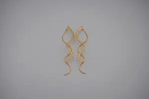 Infinity Yellow Gold Roots Dangle Earrings
