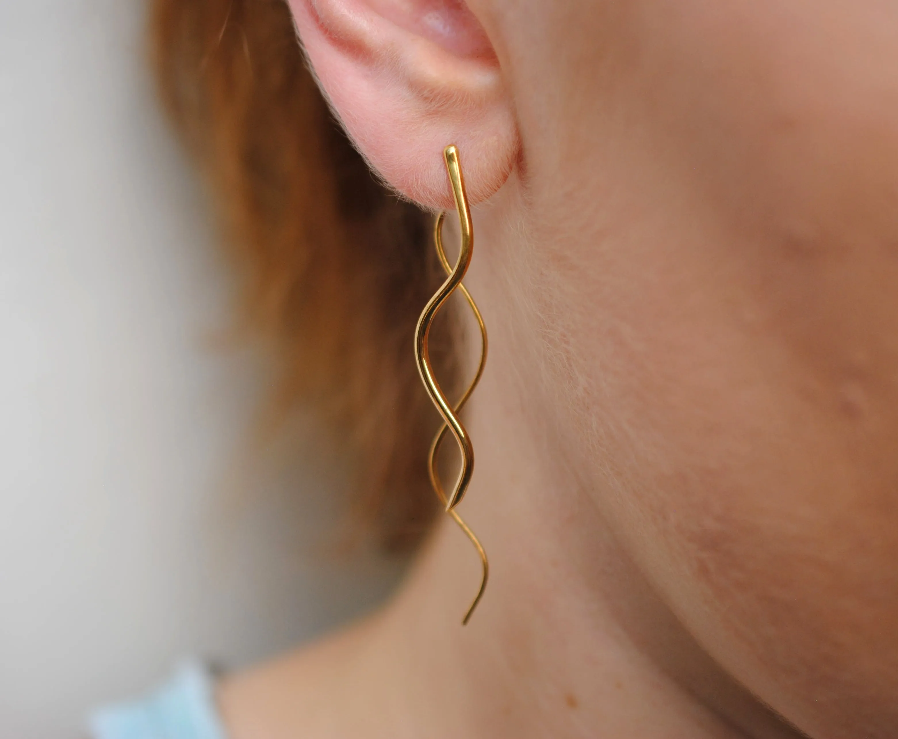 Infinity Yellow Gold Roots Dangle Earrings
