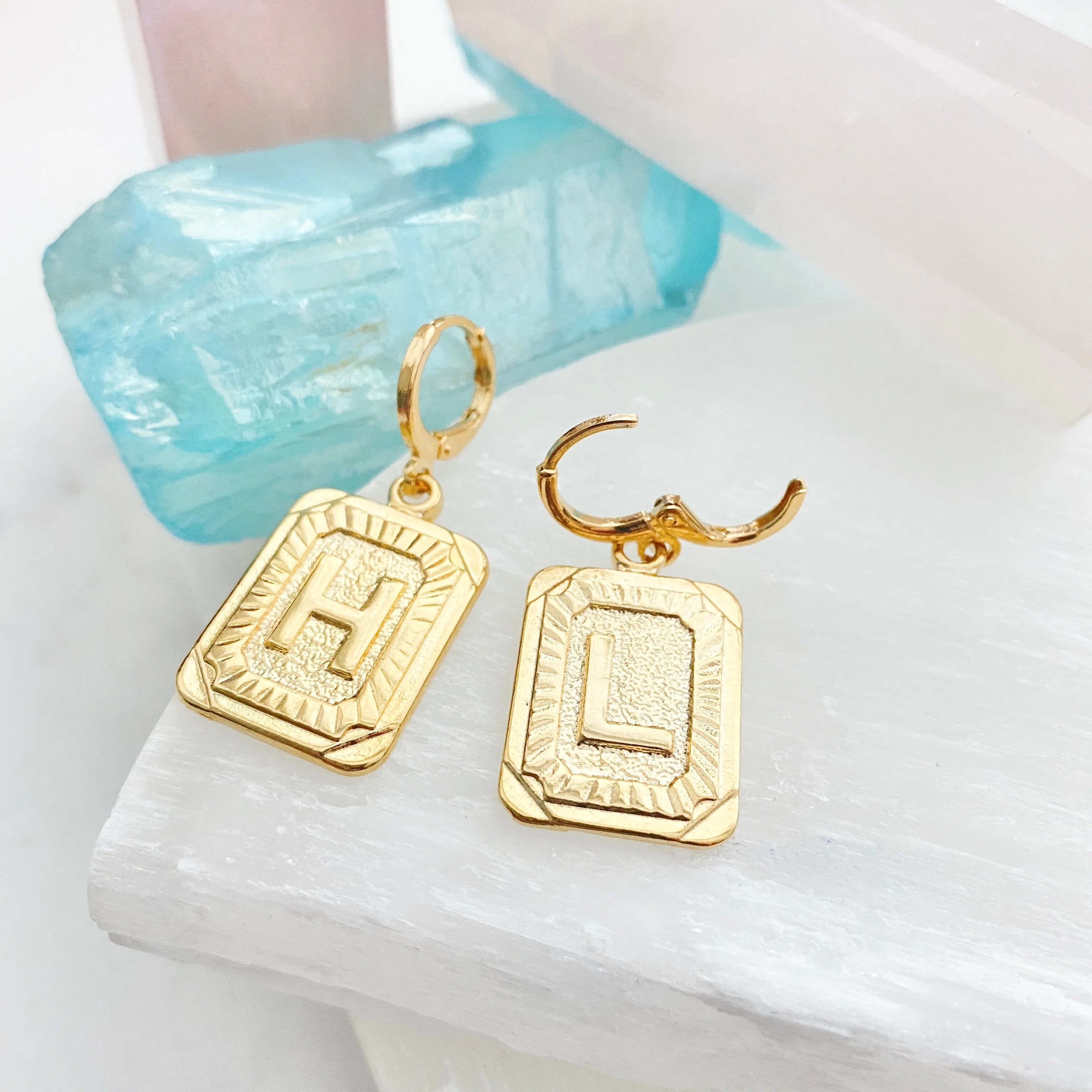 Initial Huggie Hoop Earrings