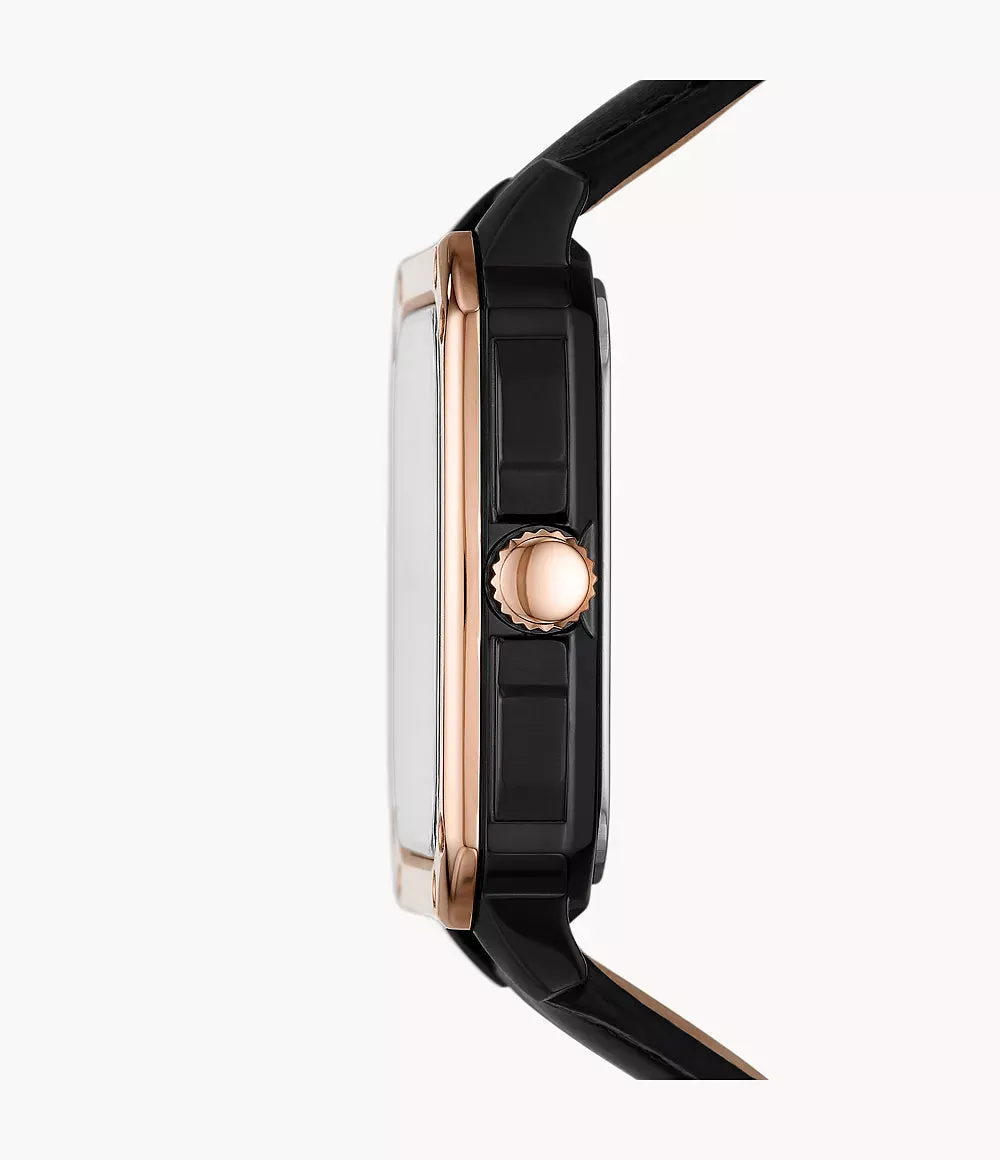 Inscription Automatic Black Leather Watch