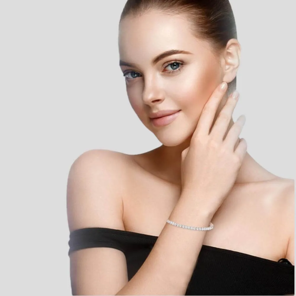 JewelMore 3 Carat Classic Tennis Bracelet 14K White Gold Collection (I-J/I1-I2)