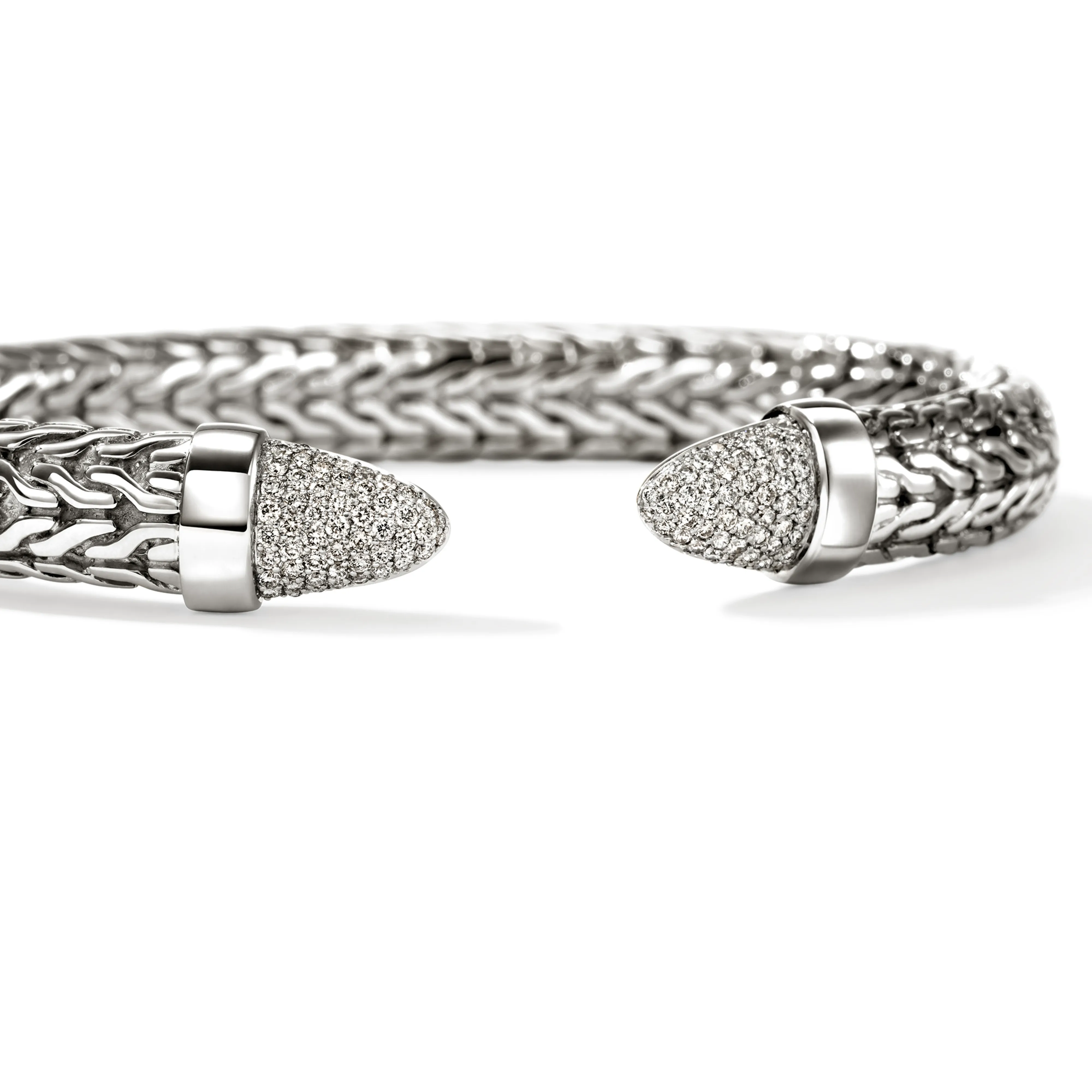 John Hardy Spear 50 Sterling Silver Flex Cuff with Diamonds