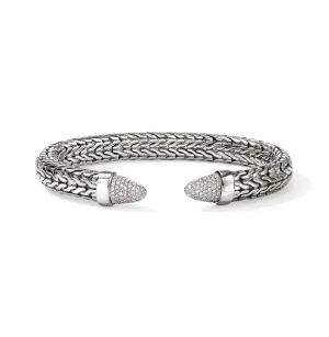 John Hardy Spear 50 Sterling Silver Flex Cuff with Diamonds
