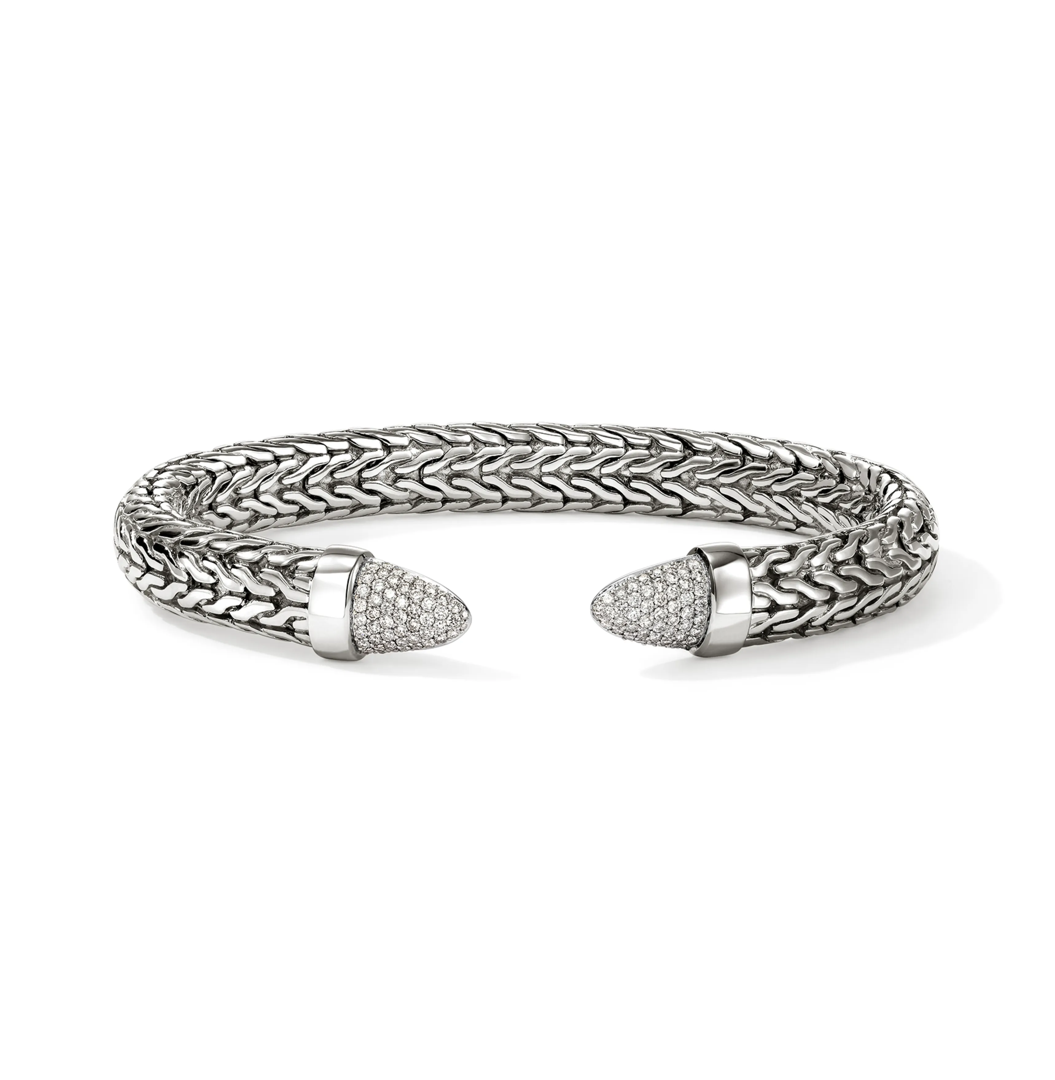 John Hardy Spear 50 Sterling Silver Flex Cuff with Diamonds