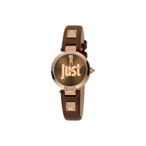 Just Cavalli Ladies Watch With Ip Rose Gold Case & Leather Strap