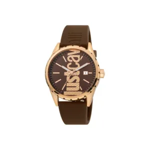 Just Cavalli Men'S Watch Ip Rose Gold Case Brown Dial & Strap