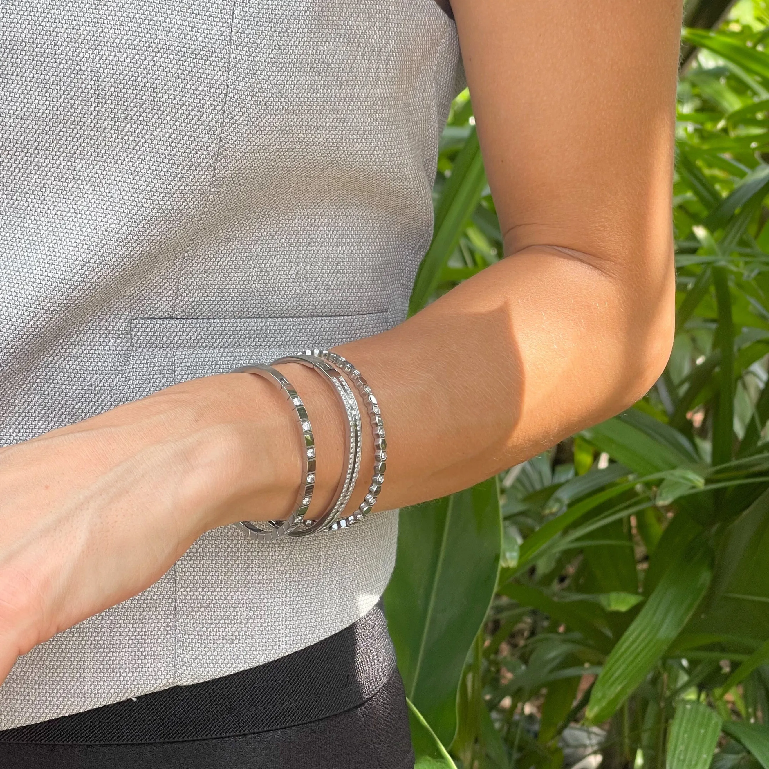 Kaleidoscope Hexagon Bangle Cuff - Platinum