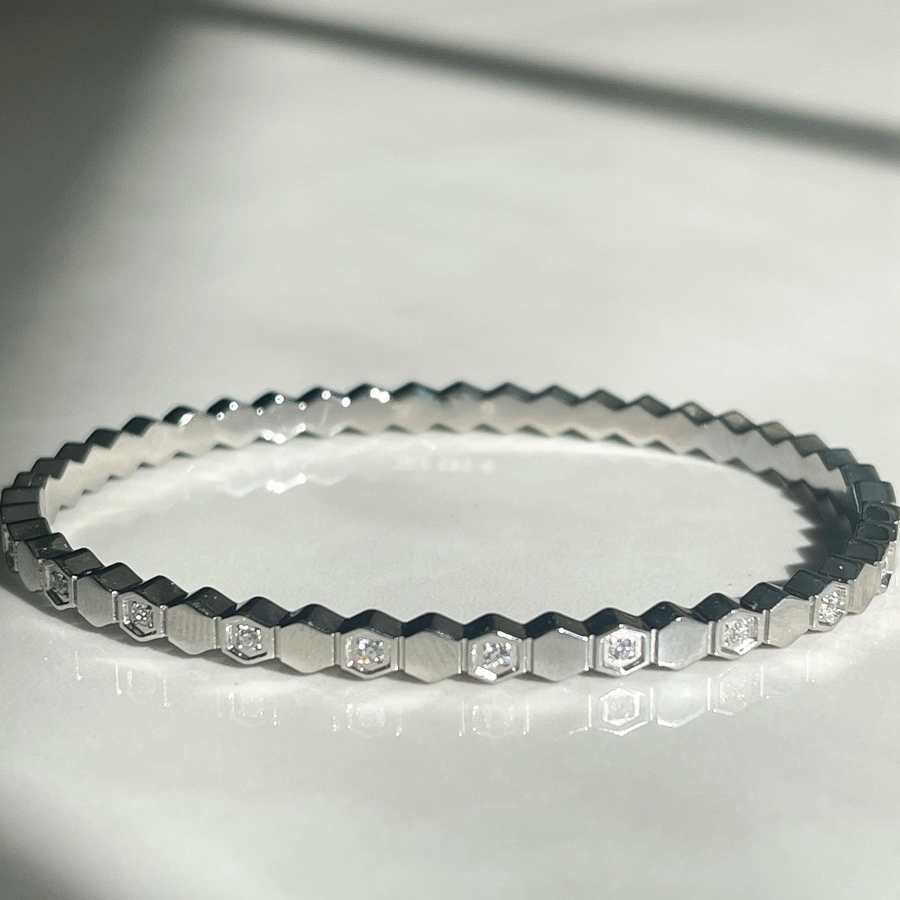 Kaleidoscope Hexagon Bangle Cuff - Platinum