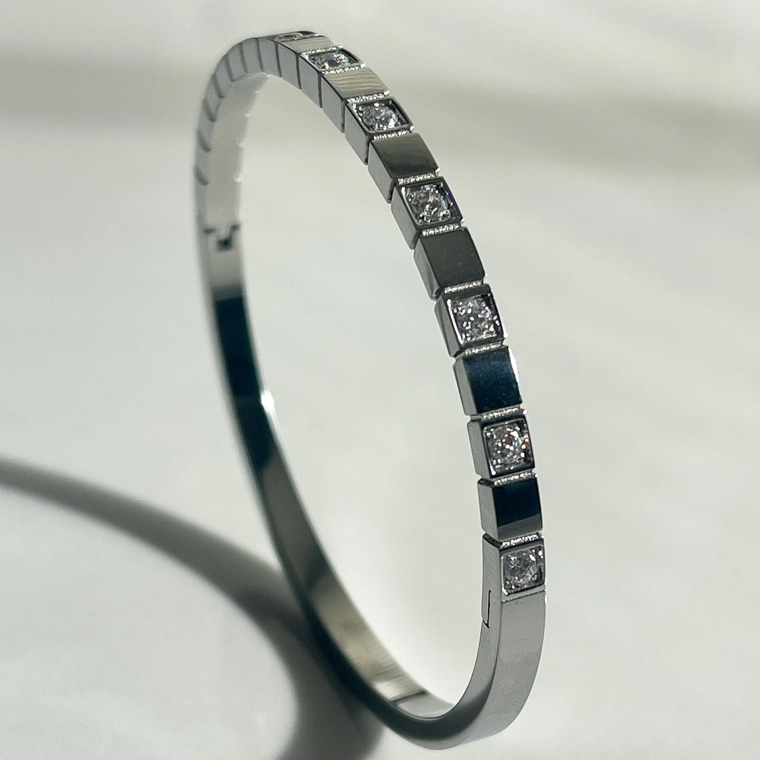 Kaleidoscope Square Bangle Cuff - Platinum