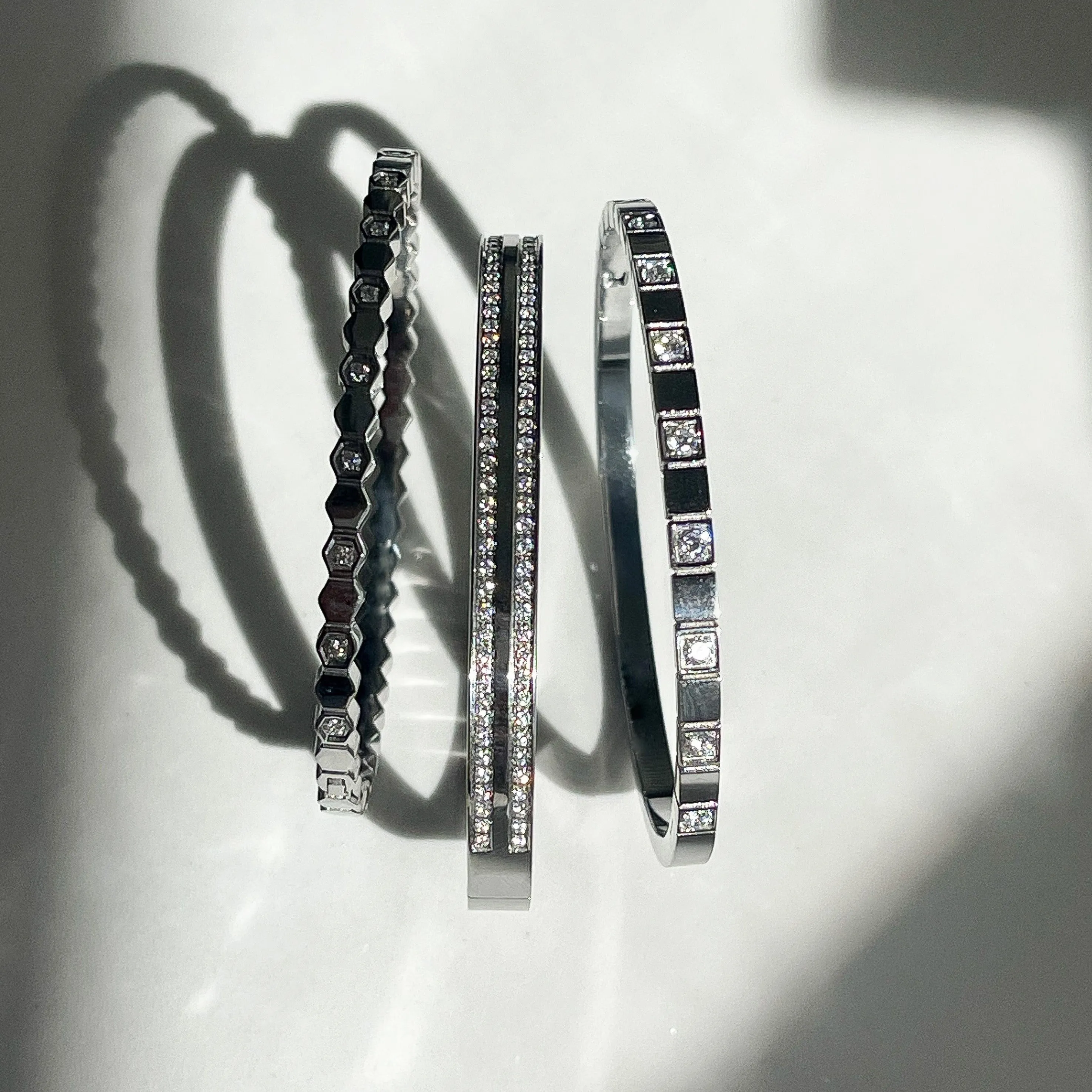 Kaleidoscope Square Bangle Cuff - Platinum
