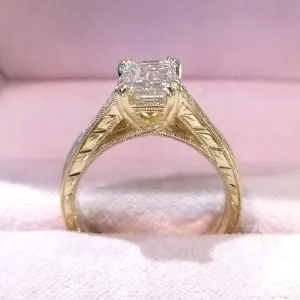 Kirk Kara "Stella" Emerald Cut Center Channel Set Diamond Engagement Ring