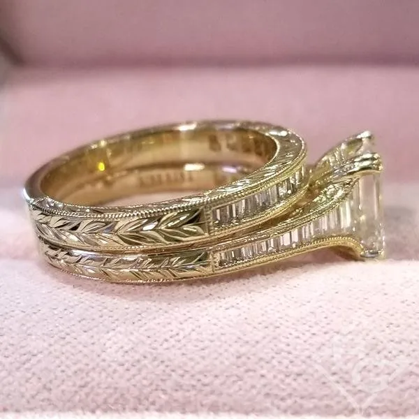 Kirk Kara "Stella" Emerald Cut Center Channel Set Diamond Engagement Ring