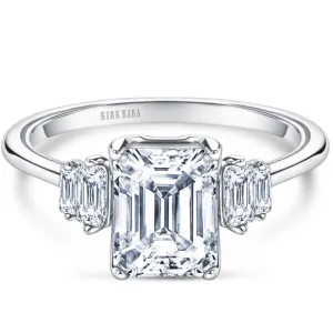 Kirk Kara "Stella" Five Stone Emerald and Baguette Diamond Engagement Ring
