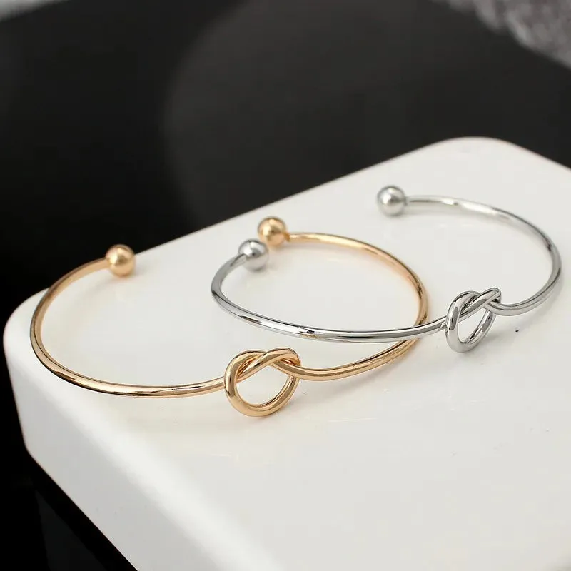 Knot Cuff Bracelets & Bangles Women Jewelry Simple Glossy LOVE Valentine's Day