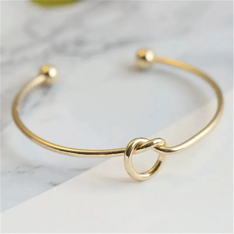 Knot Cuff Bracelets & Bangles Women Jewelry Simple Glossy LOVE Valentine's Day