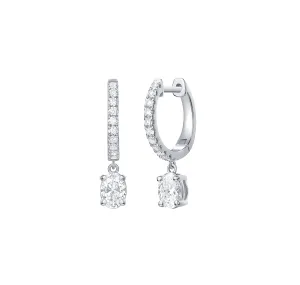 Lab Grown Diamond 0.86ct Oval Dangling hoop Earrings