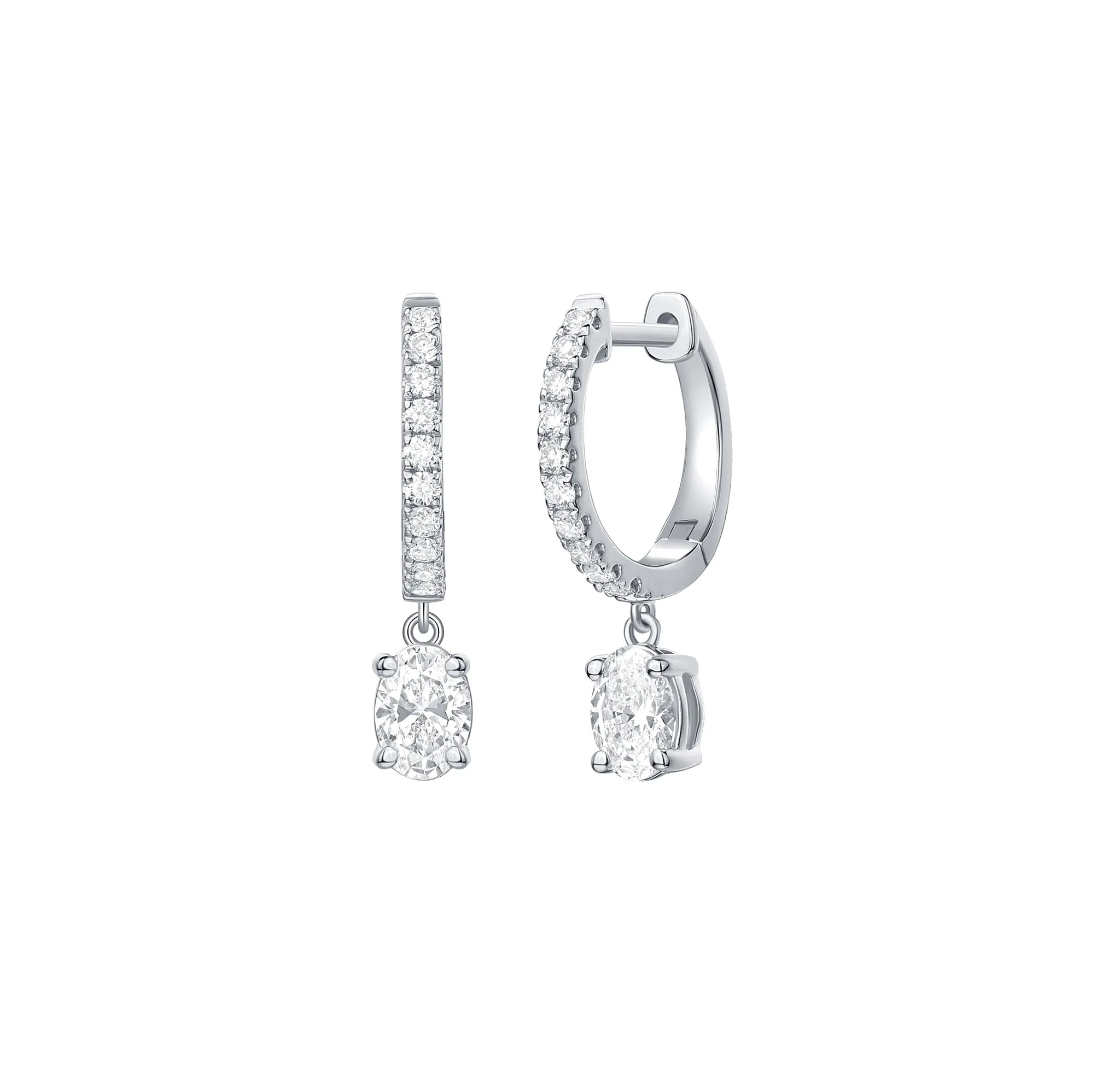 Lab Grown Diamond 0.86ct Oval Dangling hoop Earrings