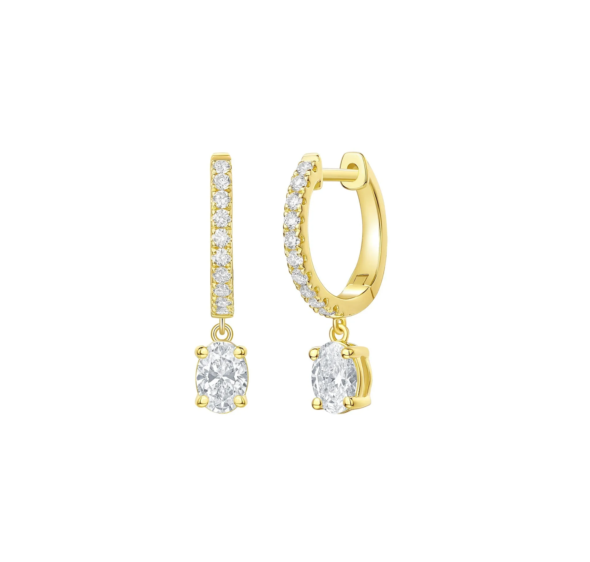 Lab Grown Diamond 0.86ct Oval Dangling hoop Earrings