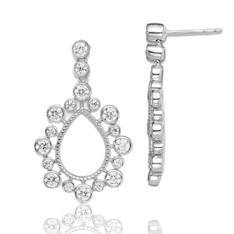 Lab Grown Diamond Tear Drop Bezel Dangle Earrings