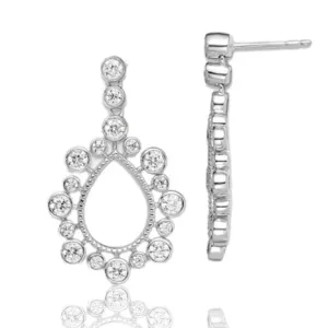 Lab Grown Diamond Tear Drop Bezel Dangle Earrings