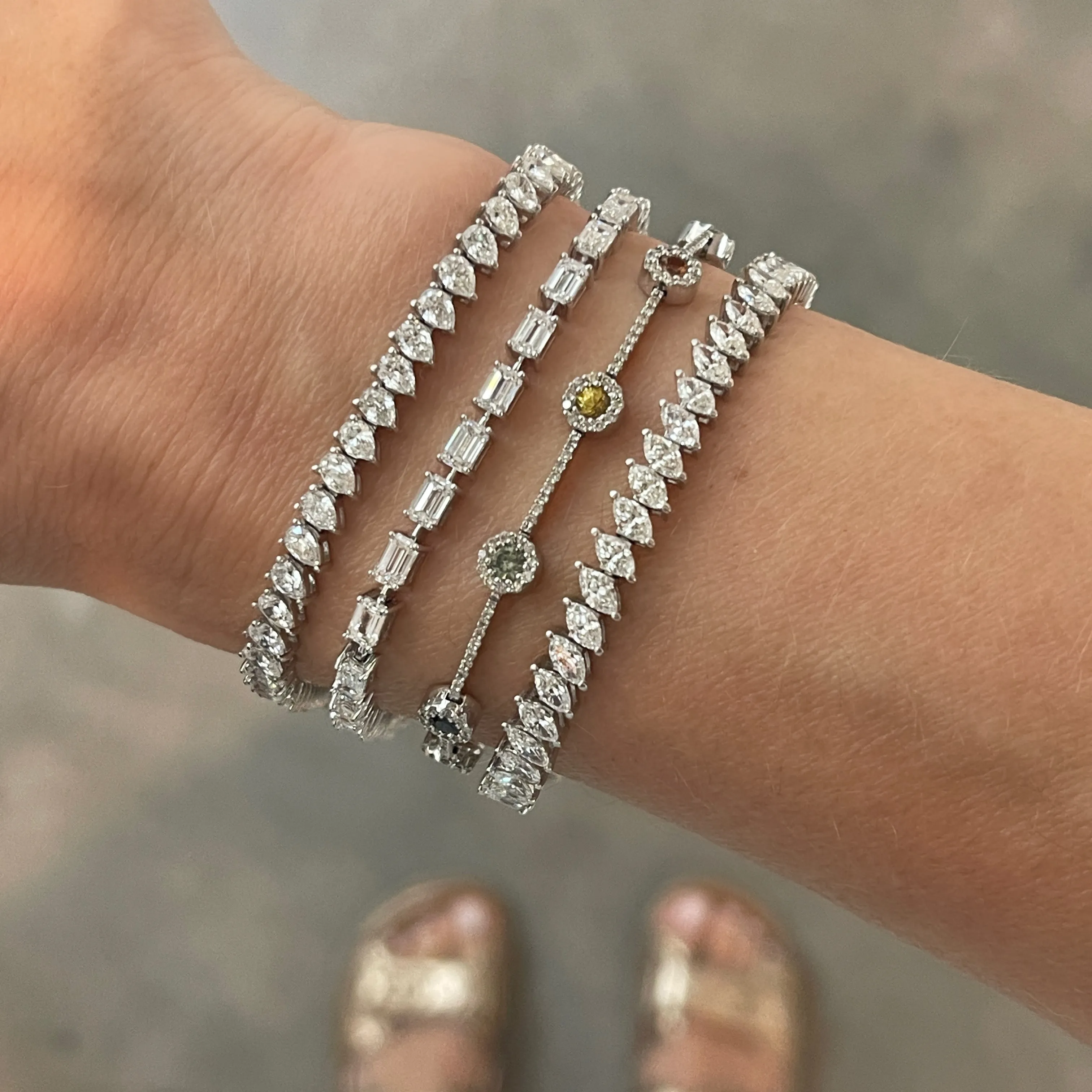 Lab Grown Emerald Cut Diamond Tennis Bracelet
