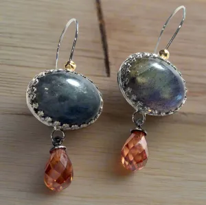Labradorite Champagne Qz Earrings - Shades.