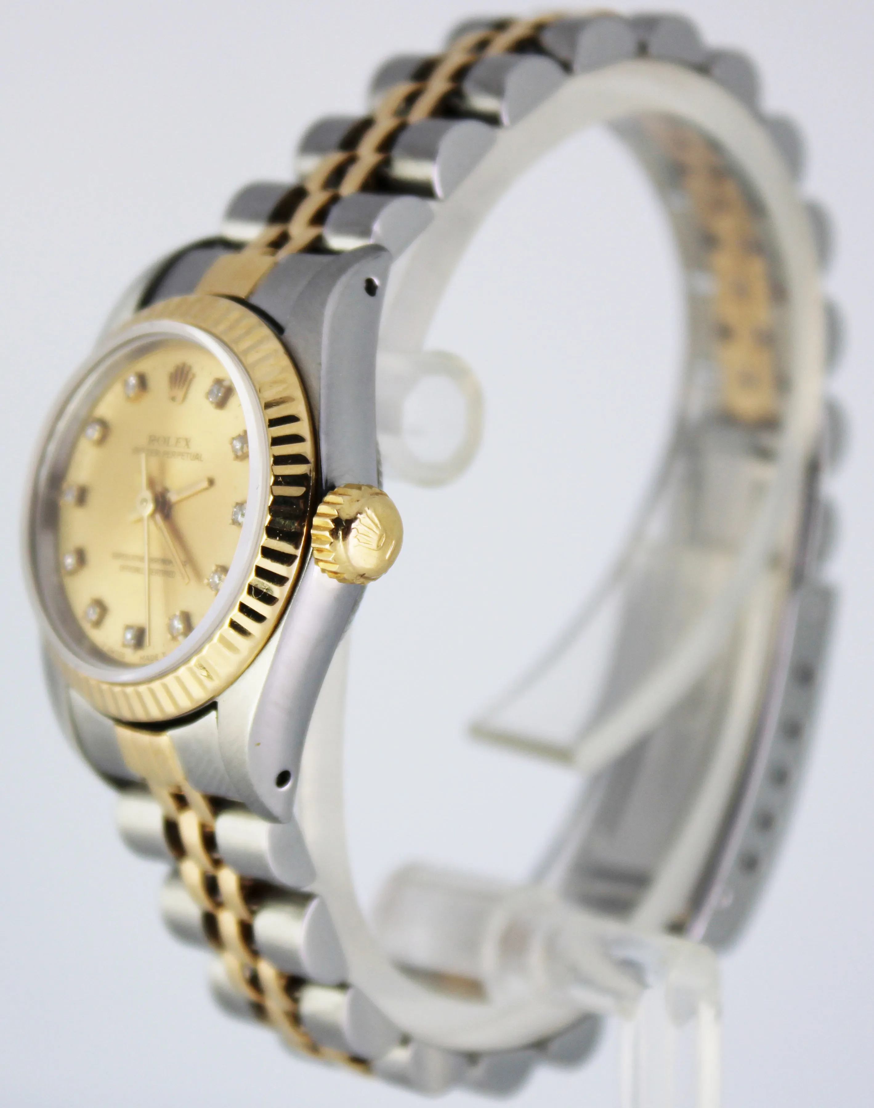 Ladies Rolex Oyster Perpetual 24mm Champagne 67193 18K Two-Tone Jubilee Watch