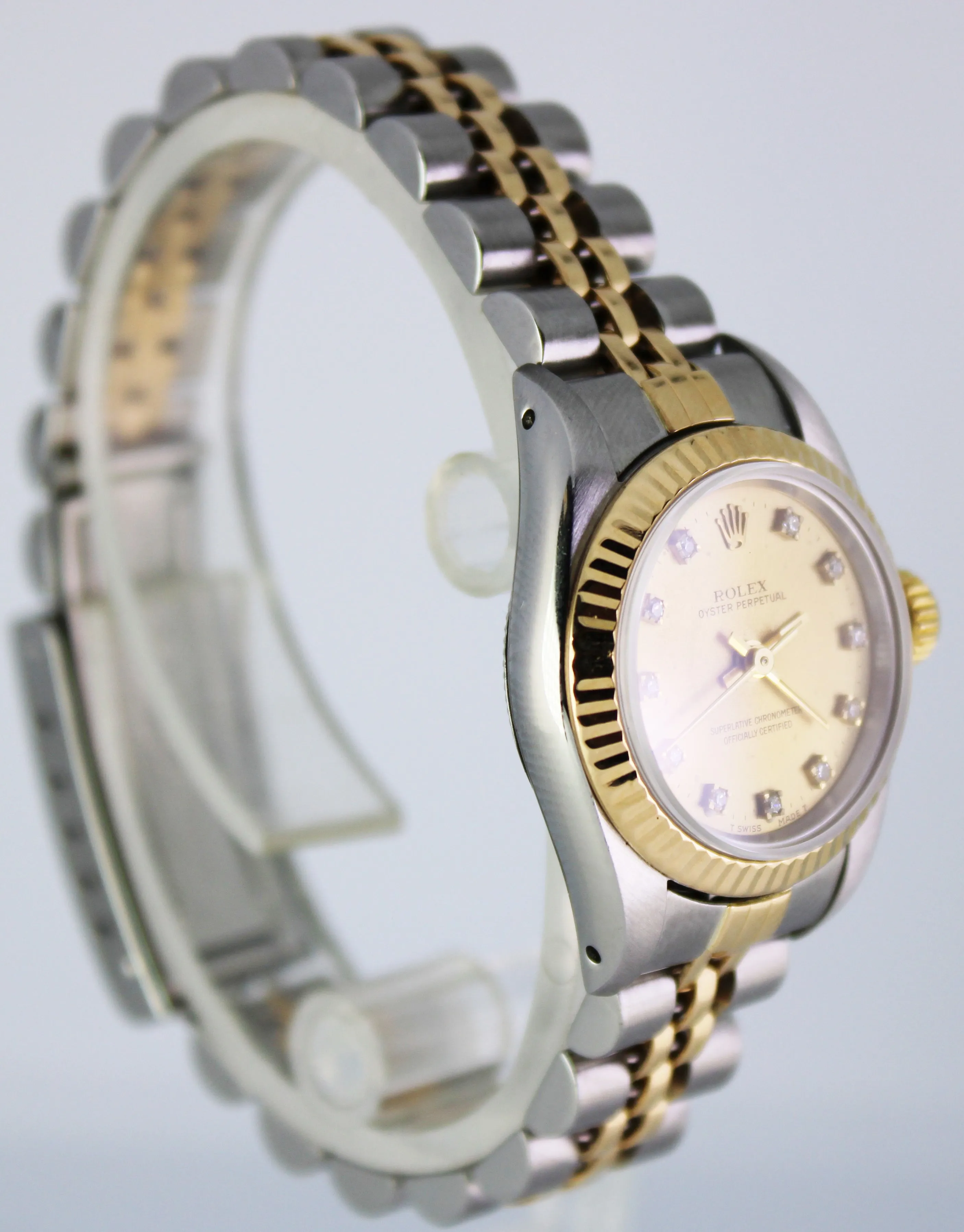 Ladies Rolex Oyster Perpetual 24mm Champagne 67193 18K Two-Tone Jubilee Watch
