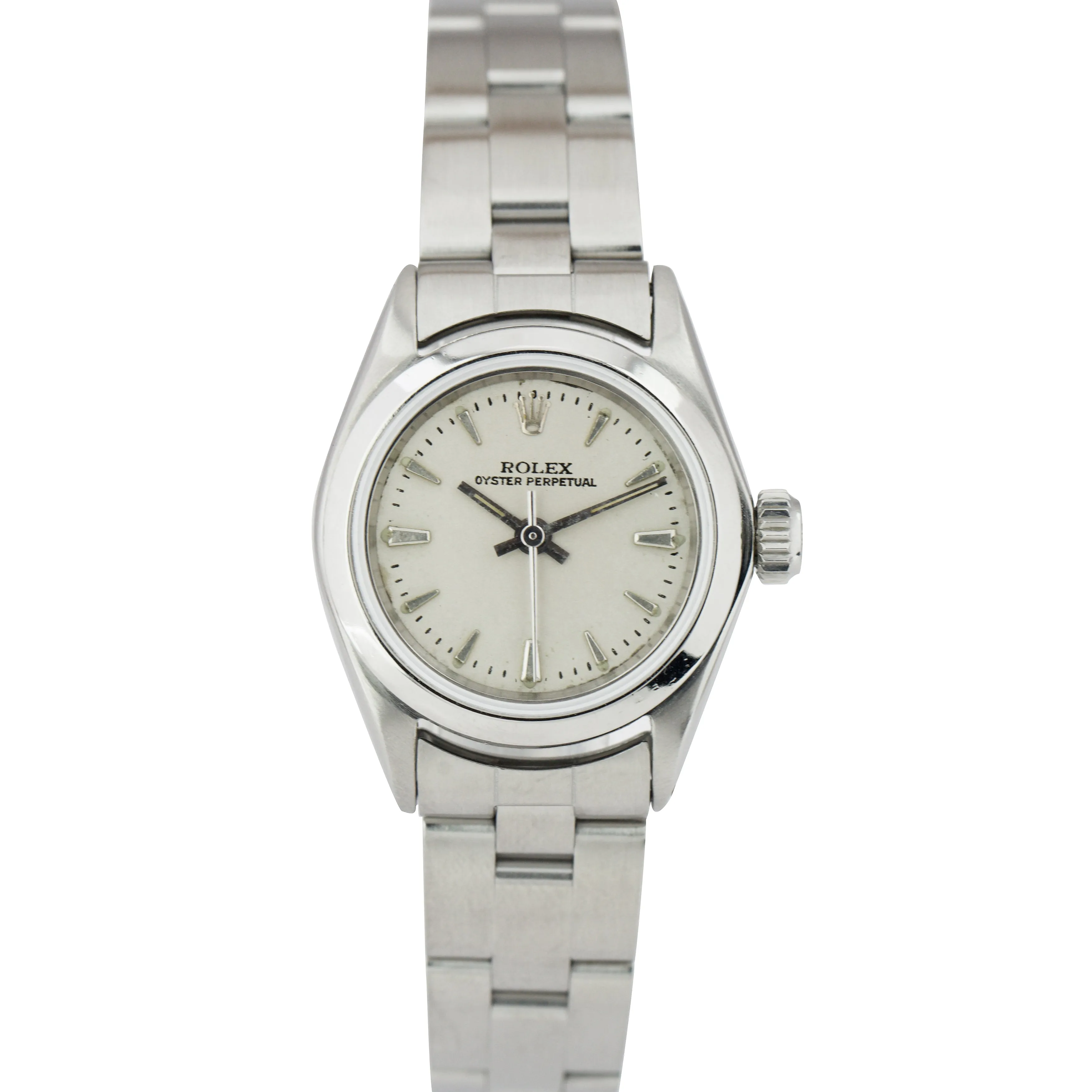 Ladies Rolex Oyster Perpetual 24mm Silver Stainless Steel Watch 6618