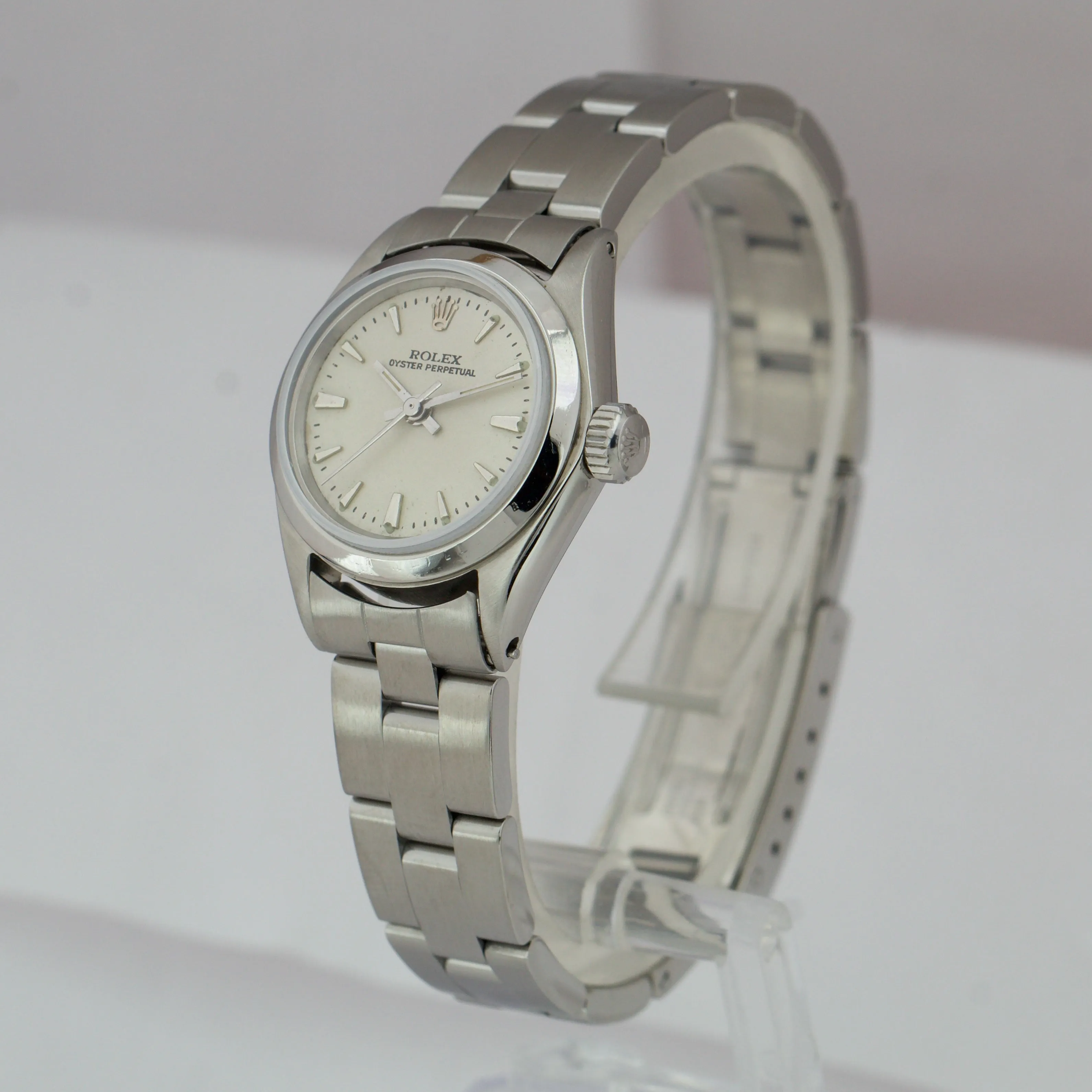 Ladies Rolex Oyster Perpetual 24mm Silver Stainless Steel Watch 6618
