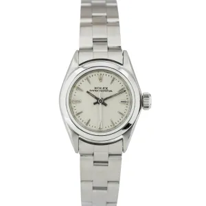 Ladies Rolex Oyster Perpetual 24mm Silver Stainless Steel Watch 6618