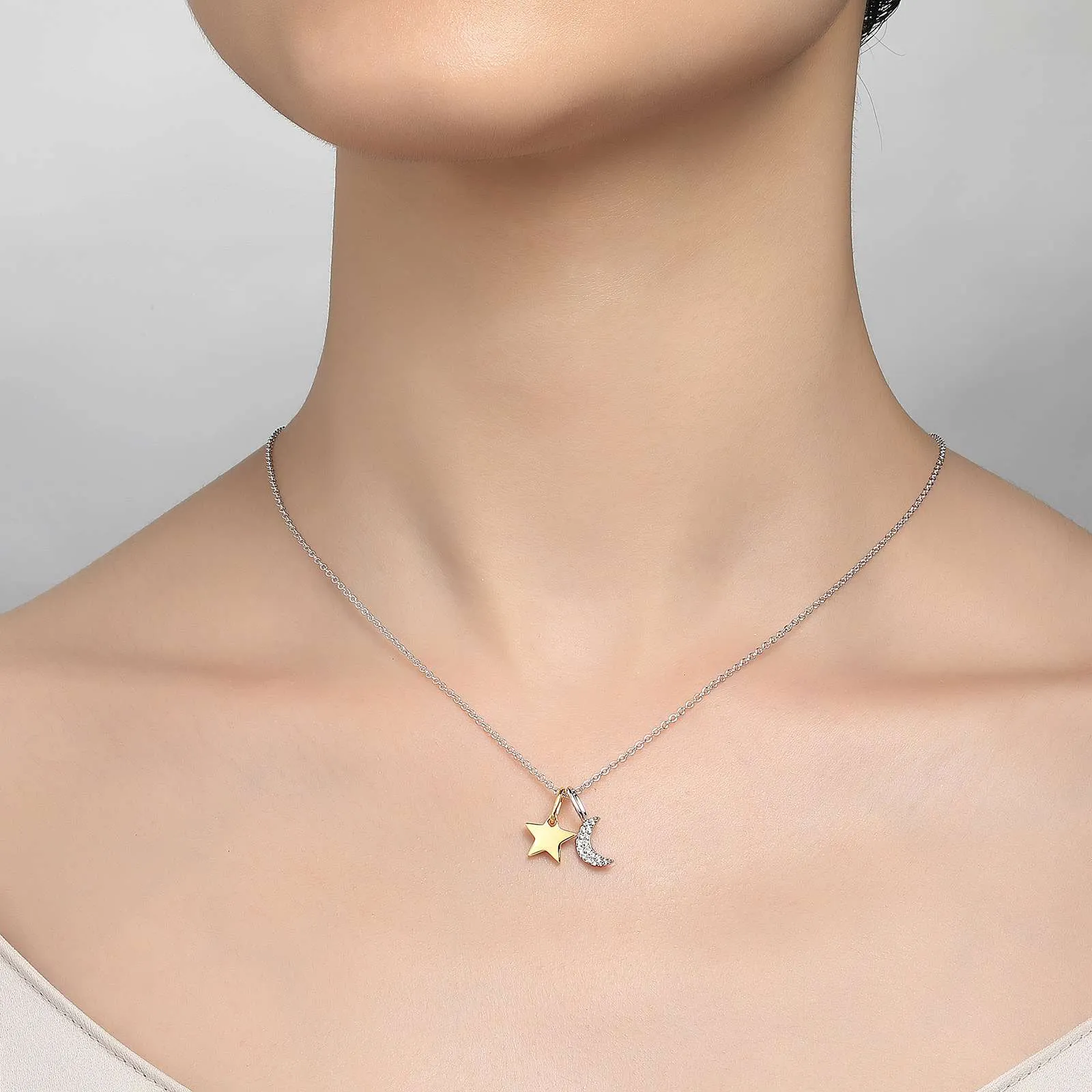 Lafonn Moon & Star Shadow Charm Simulated Diamond Pendant