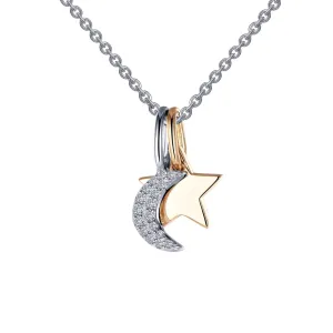 Lafonn Moon & Star Shadow Charm Simulated Diamond Pendant