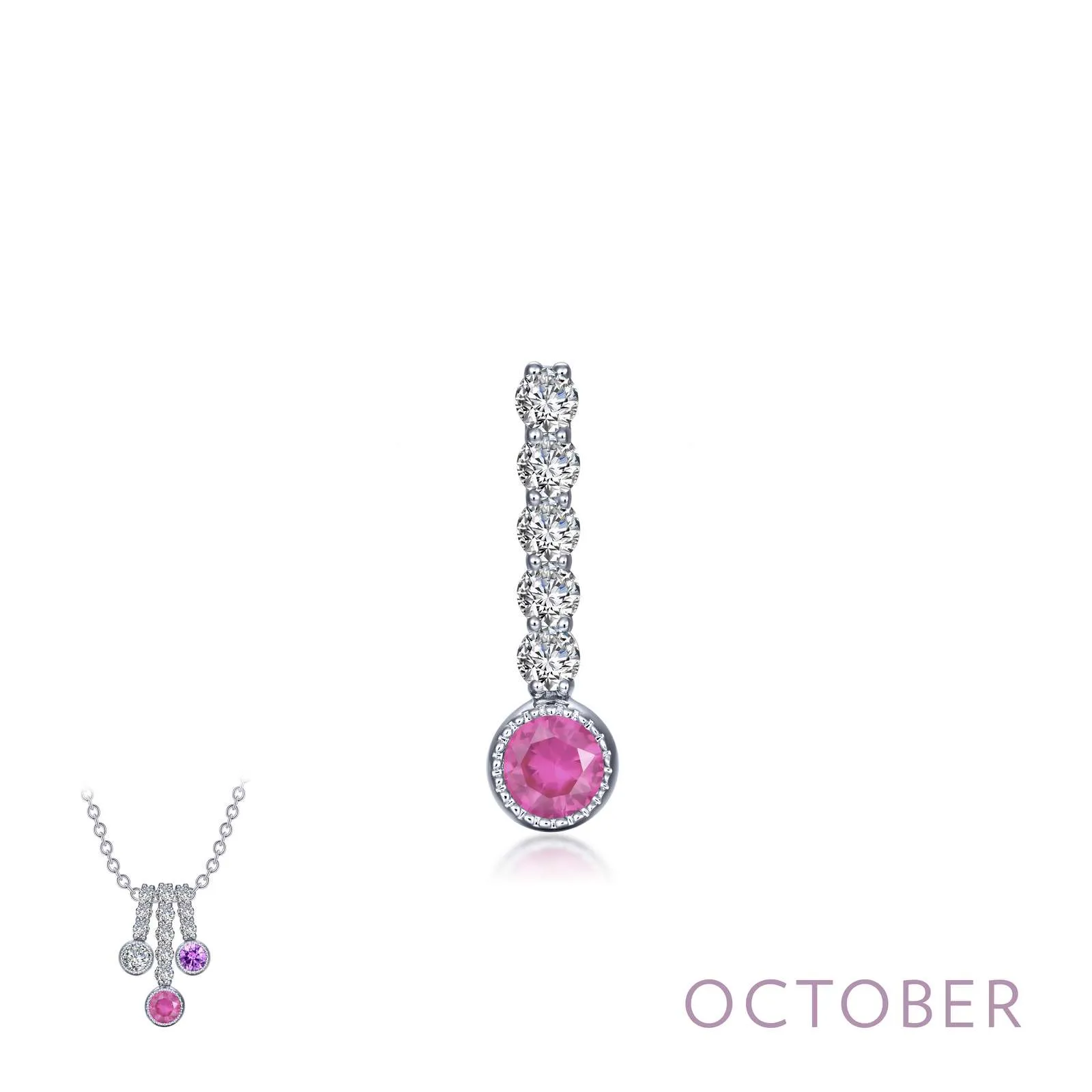 Lafonn October Birthstone Simulated Diamond & Tourmaline Large Love Pendant BP003TMP