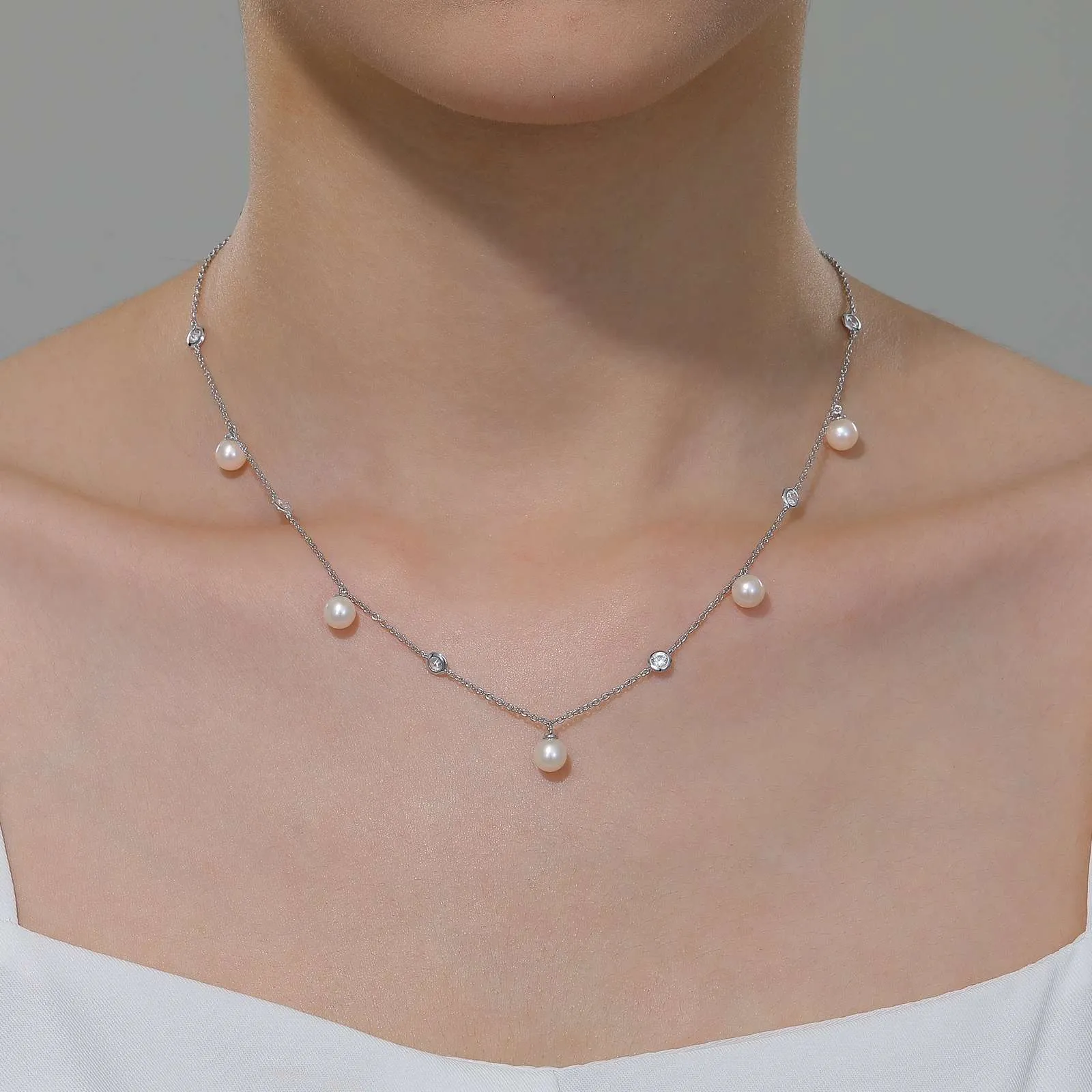 Lafonn Simulated Bezel Set Diamond Freshwater Cultured Pearl Necklace