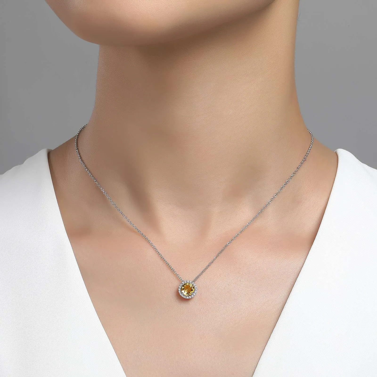 Lafonn Simulated Diamond & Genuine Citrine Birthstone Necklace - November BN001CTP